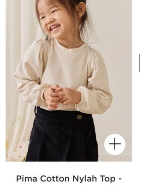 Jamie Kay Pima Cotton Nylah Top - Cream Puff Long-Sleeve Kids Shirt